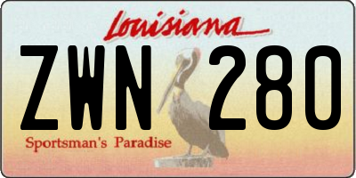 LA license plate ZWN280