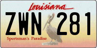 LA license plate ZWN281