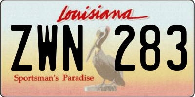 LA license plate ZWN283