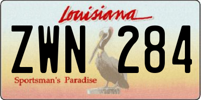 LA license plate ZWN284