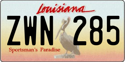 LA license plate ZWN285