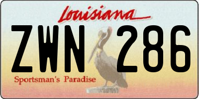 LA license plate ZWN286