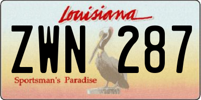 LA license plate ZWN287