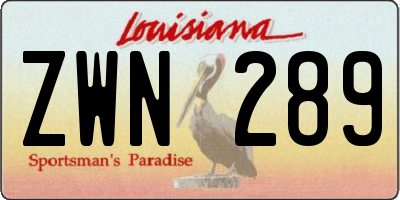 LA license plate ZWN289