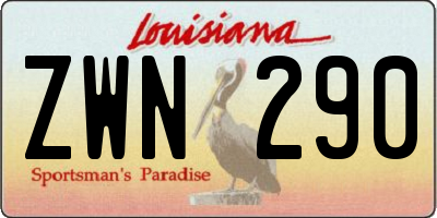 LA license plate ZWN290