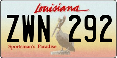 LA license plate ZWN292