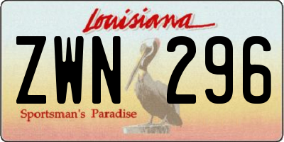 LA license plate ZWN296