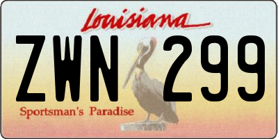 LA license plate ZWN299