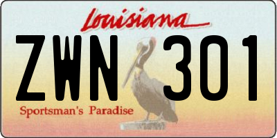 LA license plate ZWN301