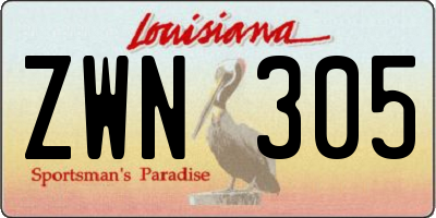 LA license plate ZWN305