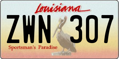 LA license plate ZWN307