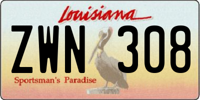 LA license plate ZWN308