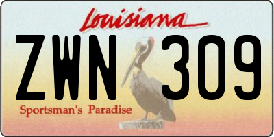 LA license plate ZWN309
