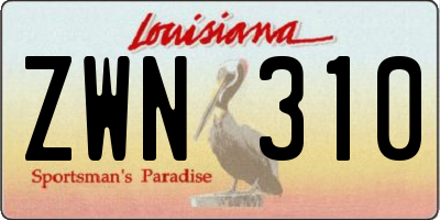 LA license plate ZWN310