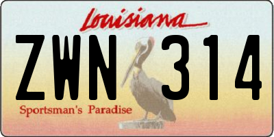 LA license plate ZWN314