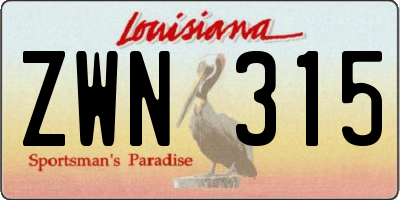 LA license plate ZWN315