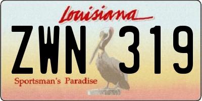 LA license plate ZWN319