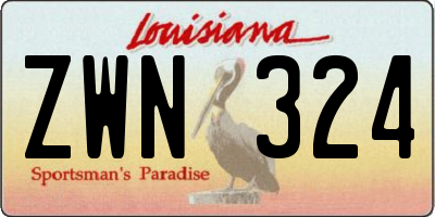 LA license plate ZWN324