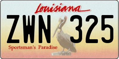 LA license plate ZWN325