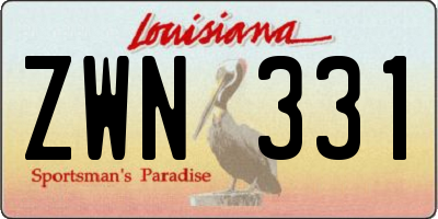 LA license plate ZWN331