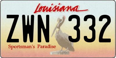 LA license plate ZWN332