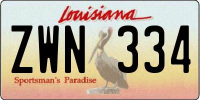 LA license plate ZWN334