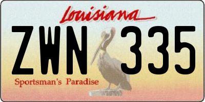 LA license plate ZWN335