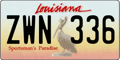 LA license plate ZWN336
