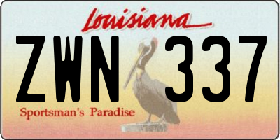 LA license plate ZWN337