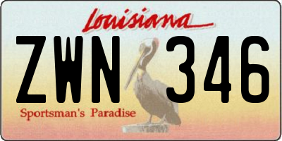 LA license plate ZWN346