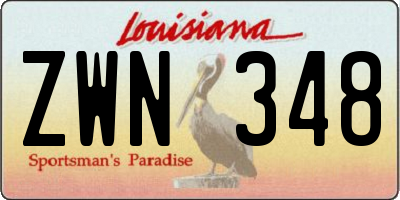 LA license plate ZWN348