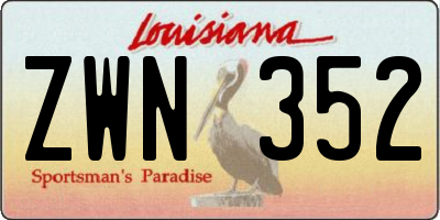 LA license plate ZWN352