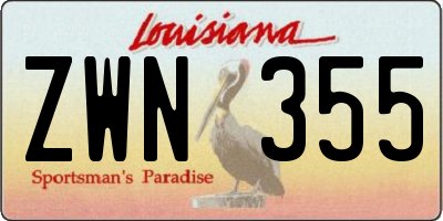 LA license plate ZWN355