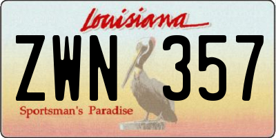 LA license plate ZWN357