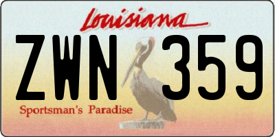 LA license plate ZWN359