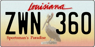 LA license plate ZWN360