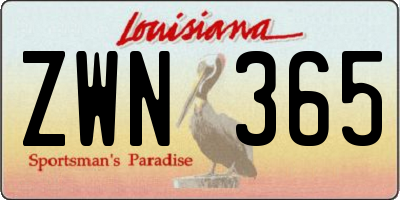 LA license plate ZWN365