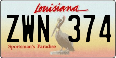 LA license plate ZWN374