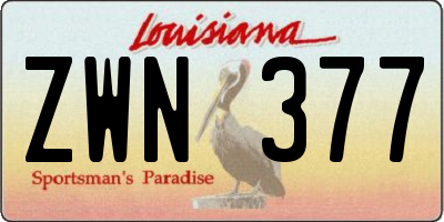 LA license plate ZWN377