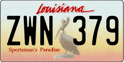 LA license plate ZWN379