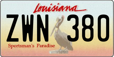 LA license plate ZWN380