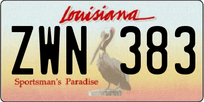 LA license plate ZWN383