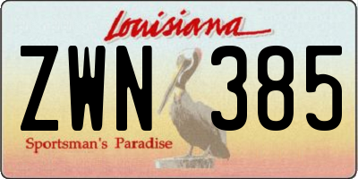LA license plate ZWN385