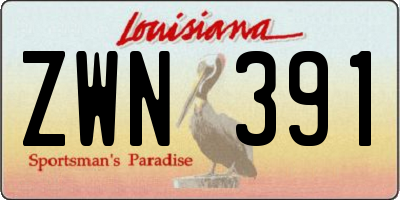 LA license plate ZWN391