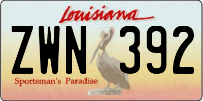 LA license plate ZWN392