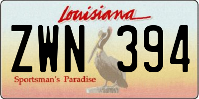 LA license plate ZWN394