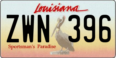 LA license plate ZWN396