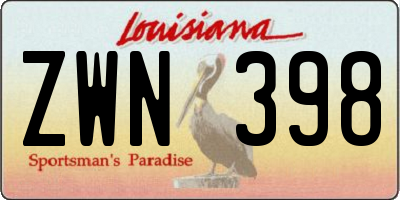 LA license plate ZWN398