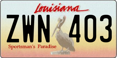 LA license plate ZWN403