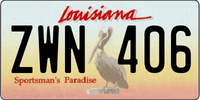 LA license plate ZWN406